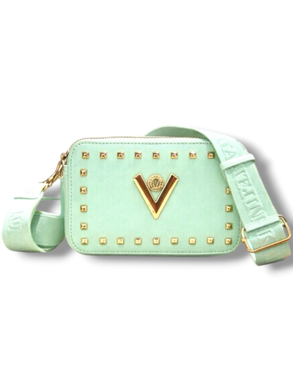 Valentino Orlandi New Italian Designer Mint Green Studded Crossbody Bag